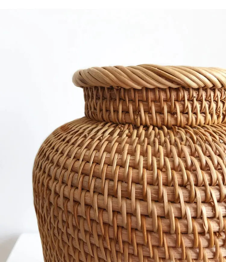 Vietnamese Handwoven Rattan Vase – Natural Home Decor