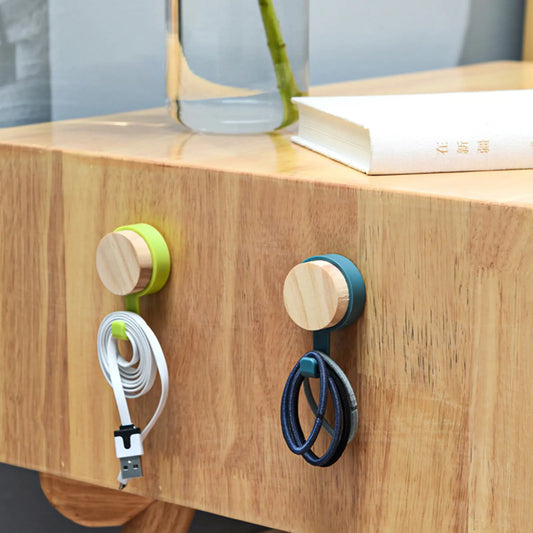 Nordic Wooden Wall Hooks – No-Drill Adhesive Hooks for Home Organization