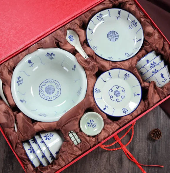 Blue & White Porcelain Dinner Set – 48-Piece Traditional Chinese Ceramic Tableware Collection