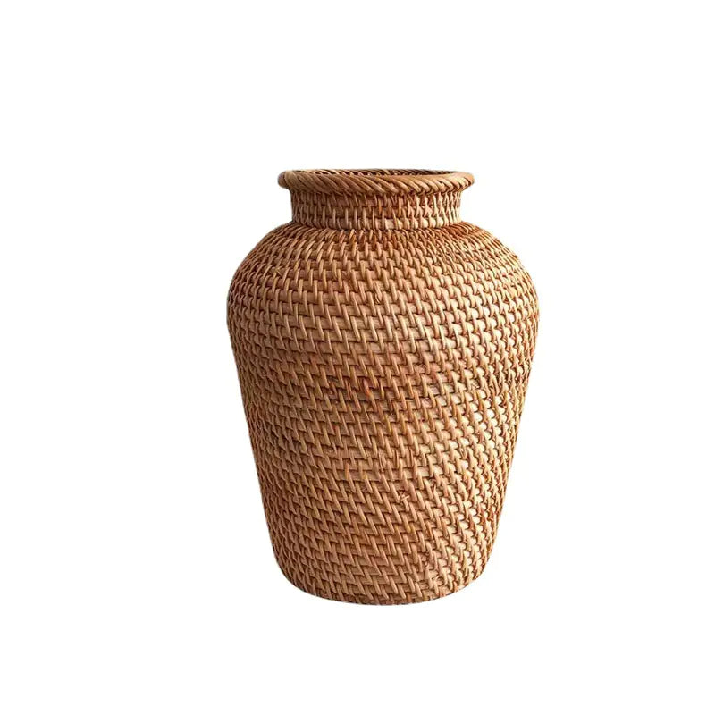 Vietnamese Handwoven Rattan Vase – Natural Home Decor