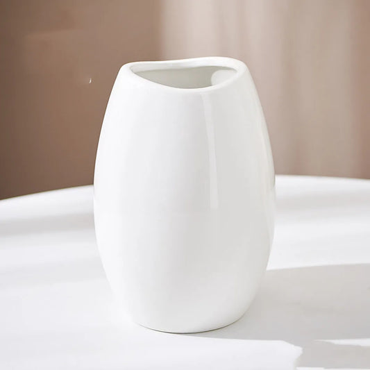 White Ceramic Vase – Modern Nordic Minimalist Decor