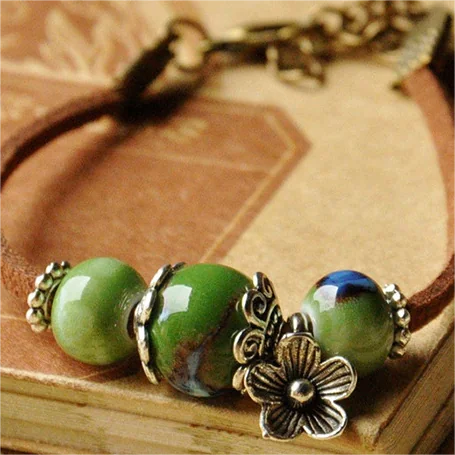 Handmade Ceramic Bead Bracelet – Boho Ethnic Jewelry for Women