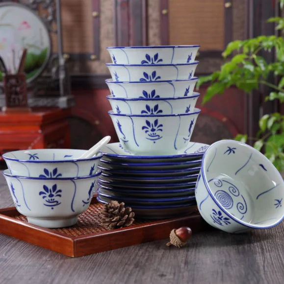 Blue & White Porcelain Dinner Set – 48-Piece Traditional Chinese Ceramic Tableware Collection