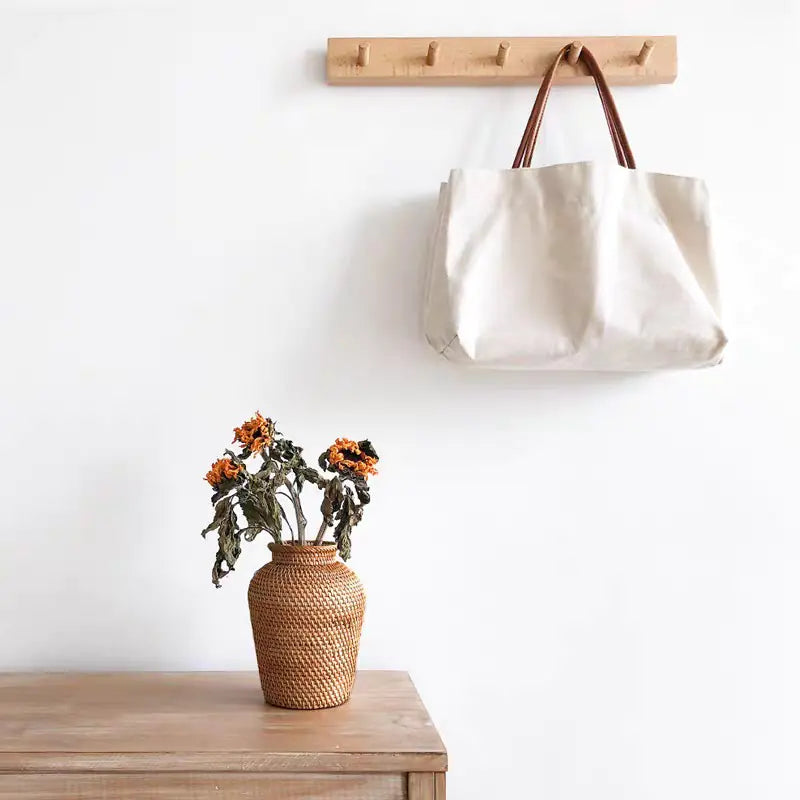 Vietnamese Handwoven Rattan Vase – Natural Home Decor