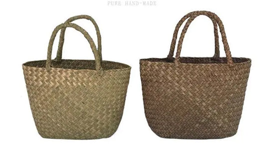 Handwoven Straw Tote Bag – Natural Rattan