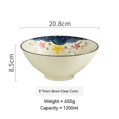 Large Ceramic Trumpet Bowl - Rain Hat Design