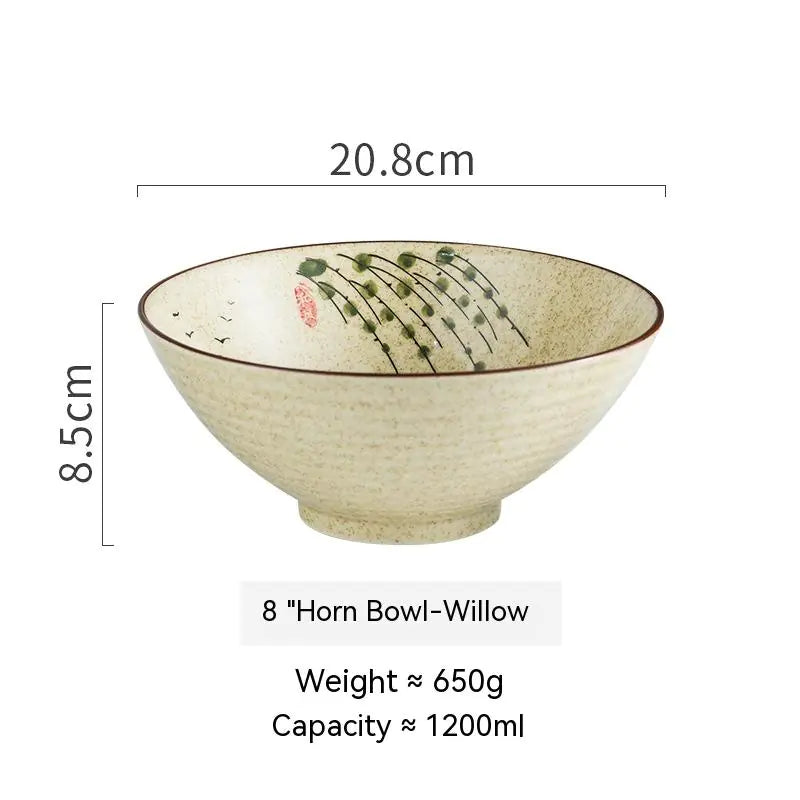 Large Ceramic Trumpet Bowl - Rain Hat Design