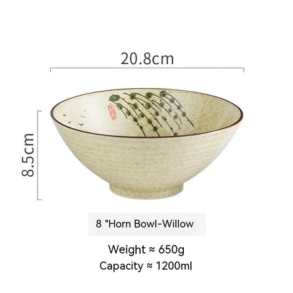Large Ceramic Trumpet Bowl - Rain Hat Design