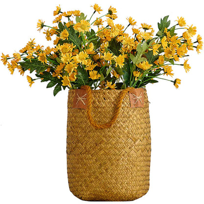Handwoven Rattan Basket with Flower