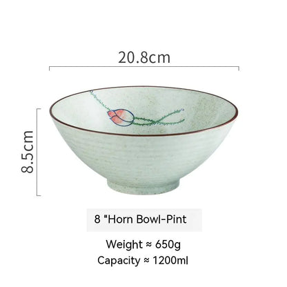Large Ceramic Trumpet Bowl - Rain Hat Design