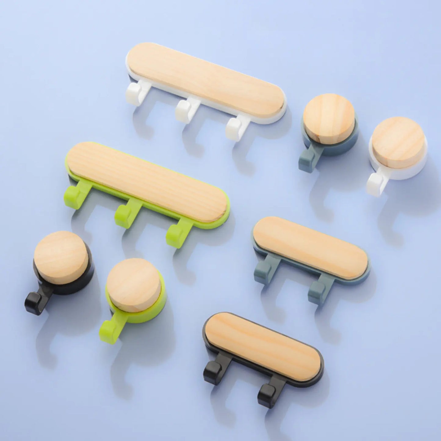 Nordic Wooden Wall Hooks – No-Drill Adhesive Hooks for Home Organization