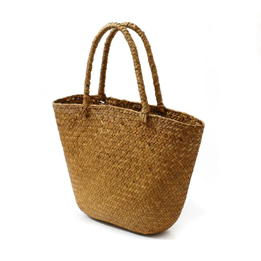 Handwoven Straw Tote Bag – Natural Rattan