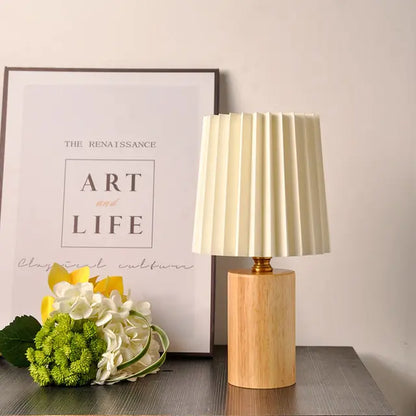 Wooden Table Lamp | USB-Powered | Pleated