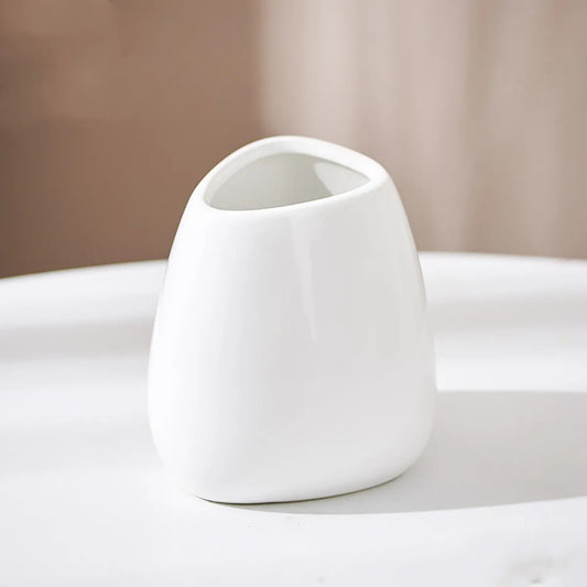 White Ceramic Vase – Modern Nordic Minimalist Decor