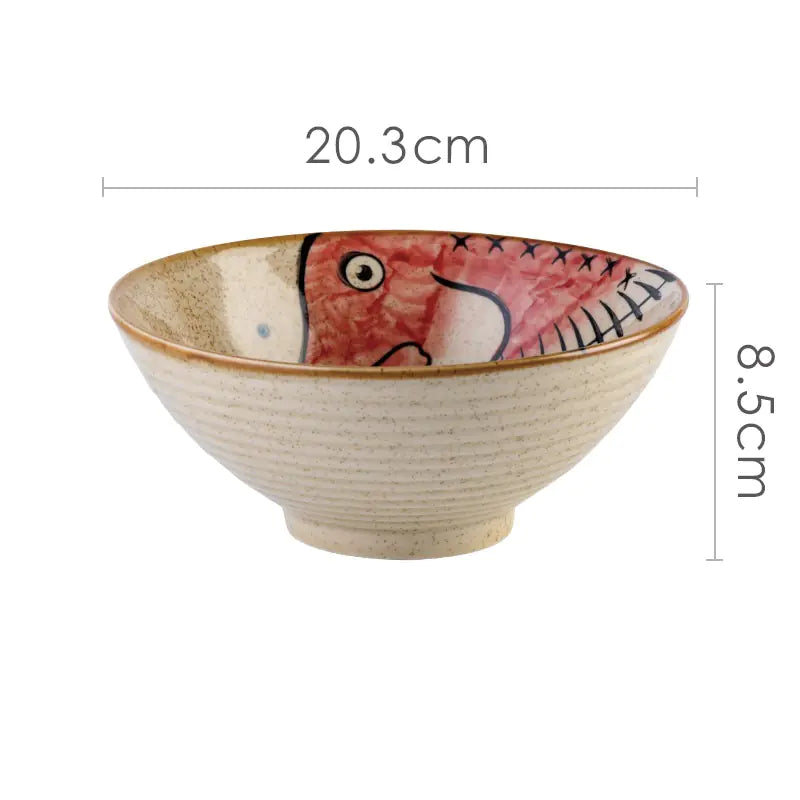Hand-Painted Japanese Ceramic Ramen Bowl Set– Traditional Underglaze Design