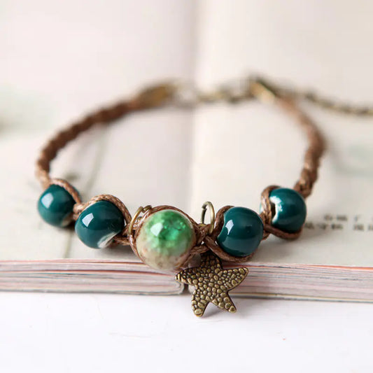 Braided Ceramic Bracelet – Handmade Retro Style Jewelry for Women