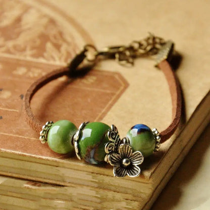Handmade Ceramic Bead Bracelet – Boho Ethnic Jewelry for Women