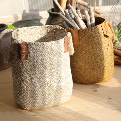 Handwoven Seagrass Storage Basket – Rustic Home Decor