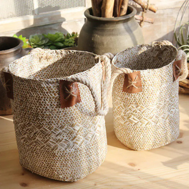 Handwoven Seagrass Storage Basket – Rustic Home Decor