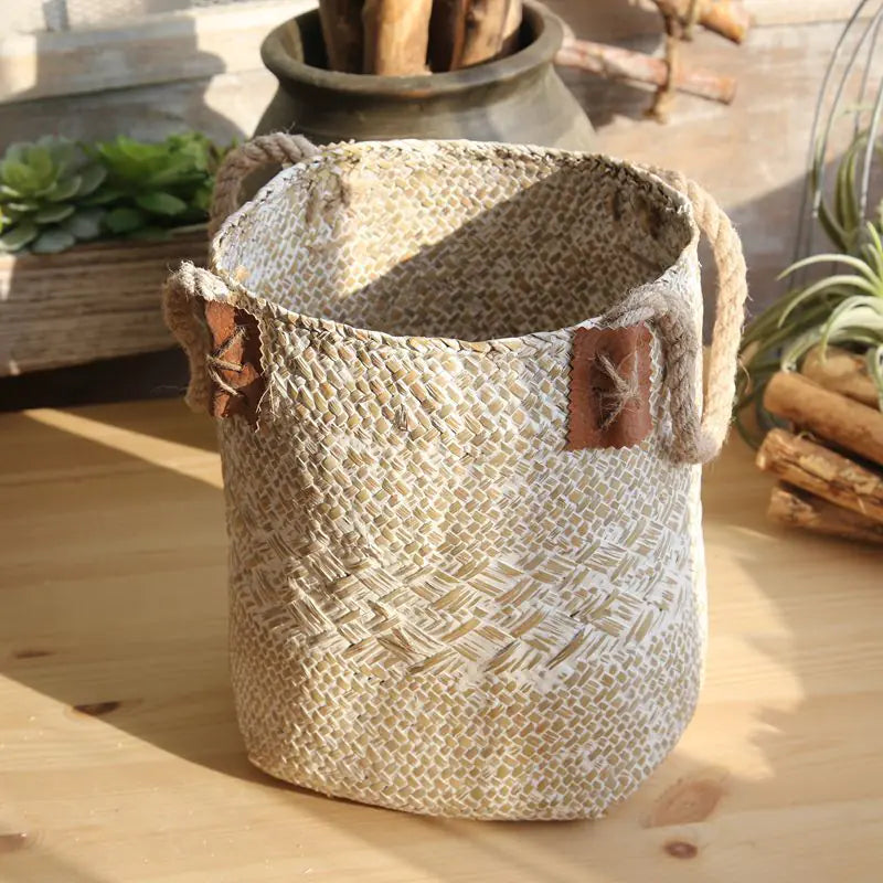 Handwoven Seagrass Storage Basket – Rustic Home Decor