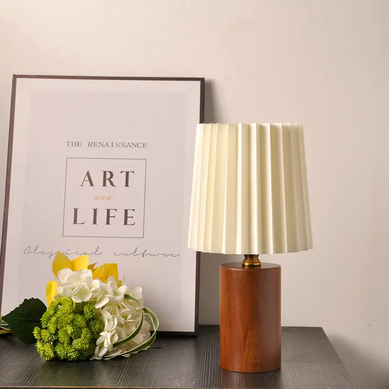 Wooden Table Lamp | USB-Powered | Pleated