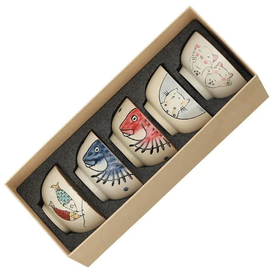 Hand-Painted Japanese Ceramic Ramen Bowl Set– Traditional Underglaze Design