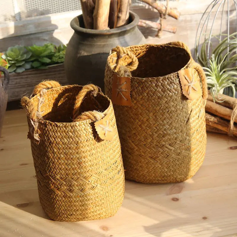 Handwoven Seagrass Storage Basket – Rustic Home Decor