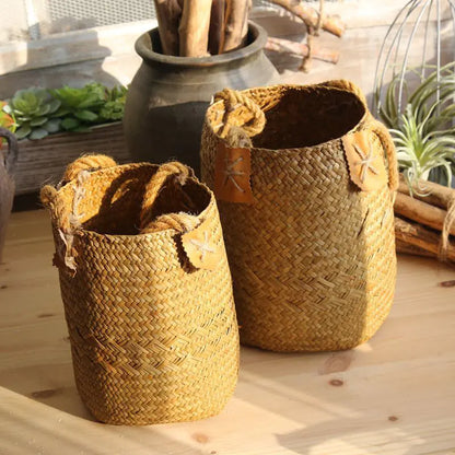 Handwoven Seagrass Storage Basket – Rustic Home Decor