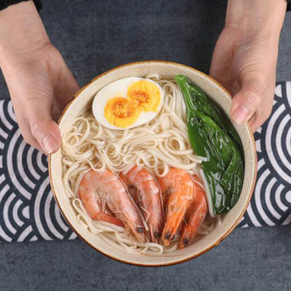 Hand-Painted Japanese Ceramic Ramen Bowl Set– Traditional Underglaze Design