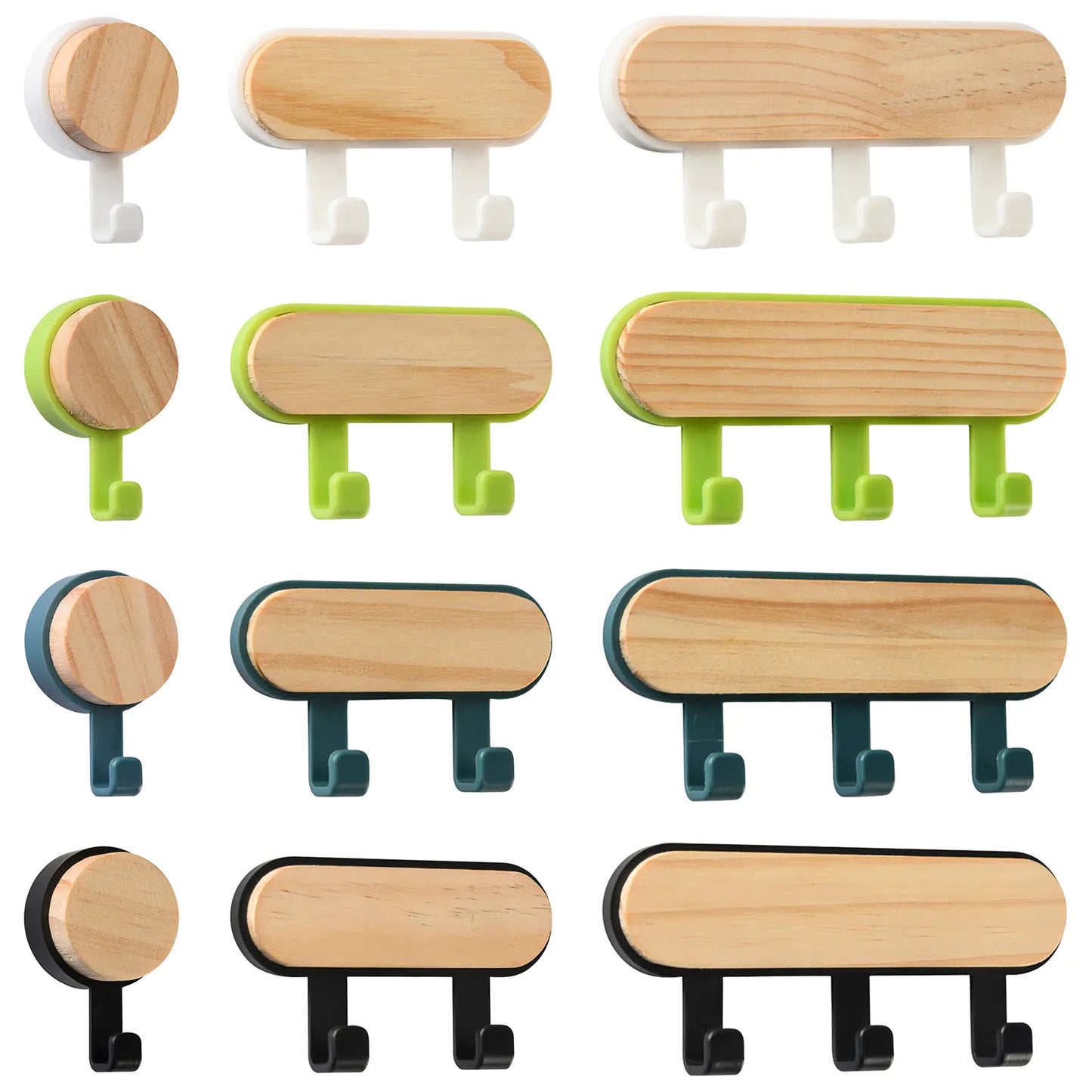 Nordic Wooden Wall Hooks – No-Drill Adhesive Hooks for Home Organization