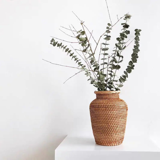 Vietnamese Handwoven Rattan Vase – Natural Home Decor
