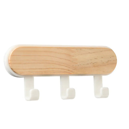 Nordic Wooden Wall Hooks – No-Drill Adhesive Hooks for Home Organization